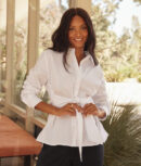 The Perfect Tie-Waist Girlfriend Shirt - White Sand
