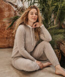The Coziest Cashmere Blend Jogger - Toffee & White Sand