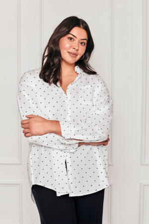 The Perfect Boyfriend Shirt - White Sand & Sea Urchin Pin Dot