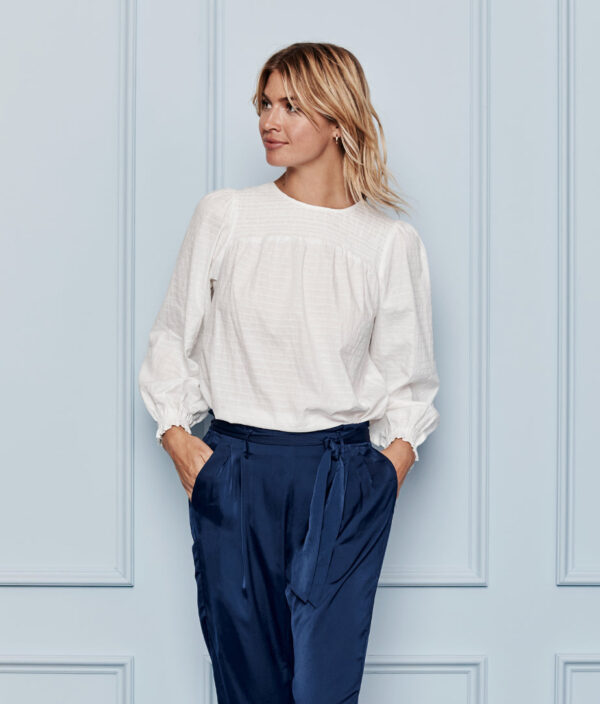 The Perfect Smocked Cotton Top - White Sand - Image 2