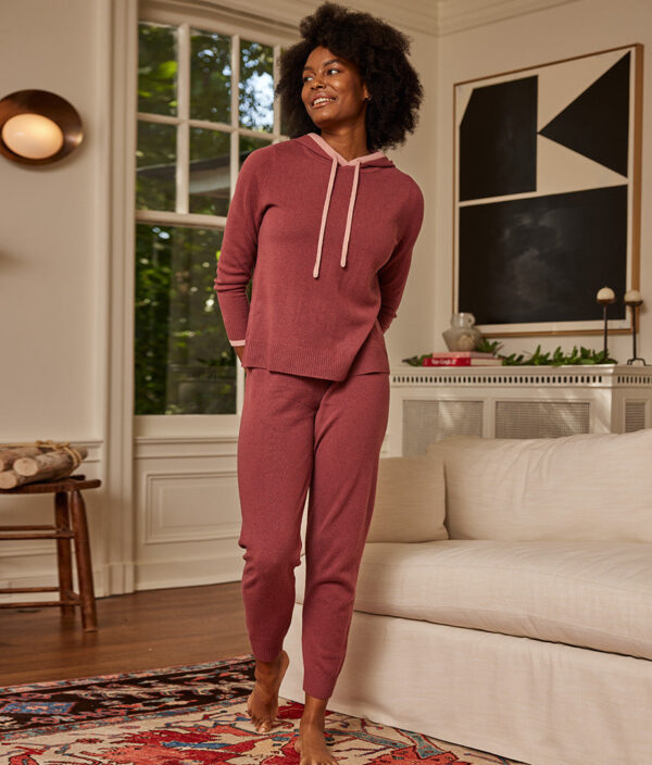 The Coziest Cashmere Blend Jogger - Rosewood & Shell - Image 5