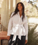 The Perfect Tie-Waist Girlfriend Shirt - White Sand
