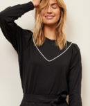 The Softest French Terry Contrast Puff-Sleeve Pullover - Sea Urchin & White Sand