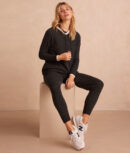 The Coziest Cashmere Blend Hoodie - Charcoal & White Sand