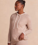 The Coziest Cashmere Blend Hoodie - Toffee & White Sand