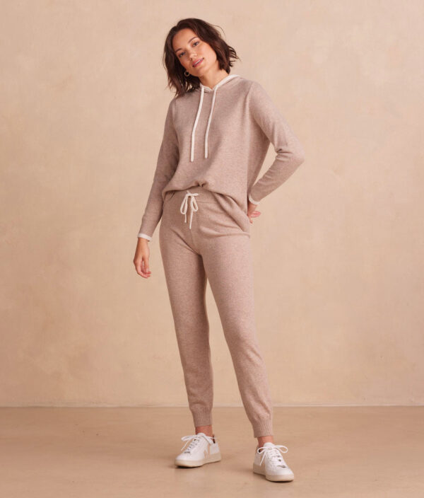 The Coziest Cashmere Blend Hoodie - Toffee & White Sand - Image 3