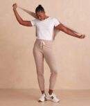 The Coziest Cashmere Blend Jogger - Toffee & White Sand