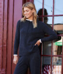 The Coziest Cashmere Blend Hoodie - Charcoal & White Sand