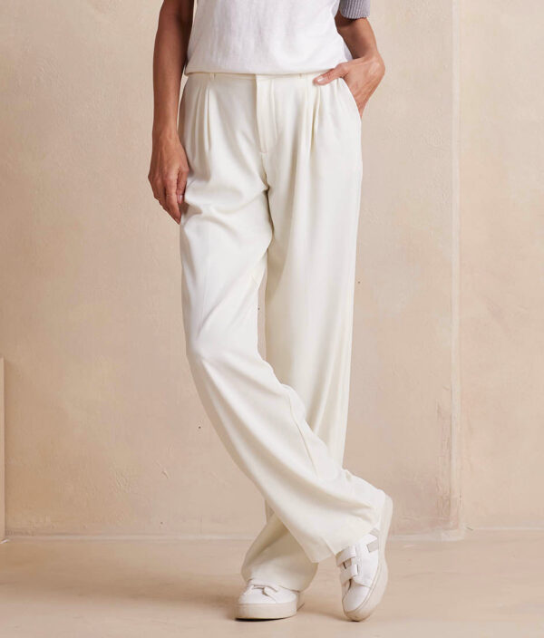 The Classic Pleat Straight Leg Trouser Pant - White Sand - Image 2