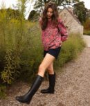 The Countryside Poplin Ruffle Blouse - Vineyard Blooms in Pinot