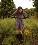 The Countryside Poplin Tiered Shirtdress - Floral Prairie in Chocolate