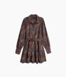 The Countryside Poplin Tiered Shirtdress - Floral Prairie in Chocolate
