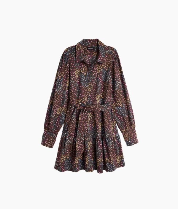 The Countryside Poplin Tiered Shirtdress - Floral Prairie in Chocolate - Image 5