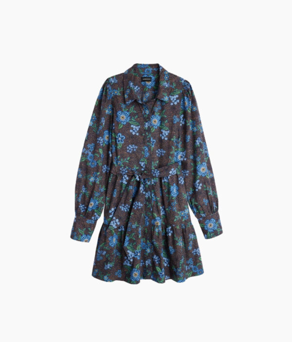 The Countryside Poplin Tiered Shirtdress - Rustic Floral in Midnight - Image 6