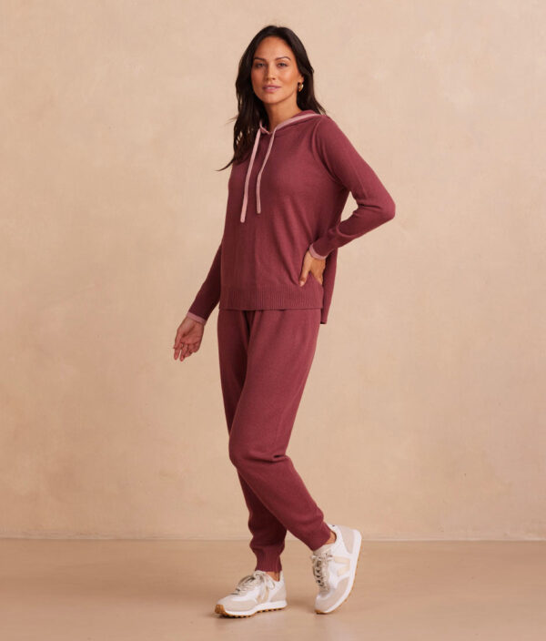 The Coziest Cashmere Blend Jogger - Rosewood & Shell - Image 2