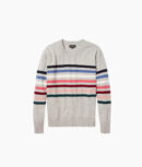 The Coziest Cashmere Blend Striped Crew - Rainbow Stripe on Wolf