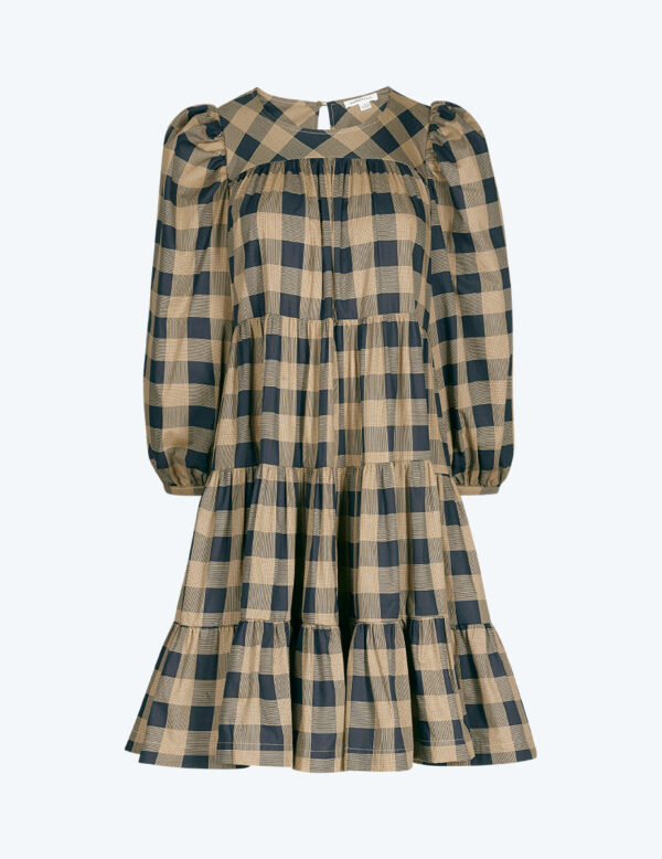 The Tiered Mini Dress - Buffalo Check in Midnight & Toffee - Image 3
