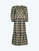 The Tiered Midi Dress - Buffalo Check in Midnight & Toffee