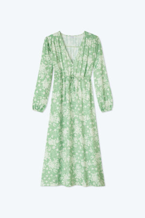 The Cinched Waist Caftan Dress - Vintage Floral in Ivy