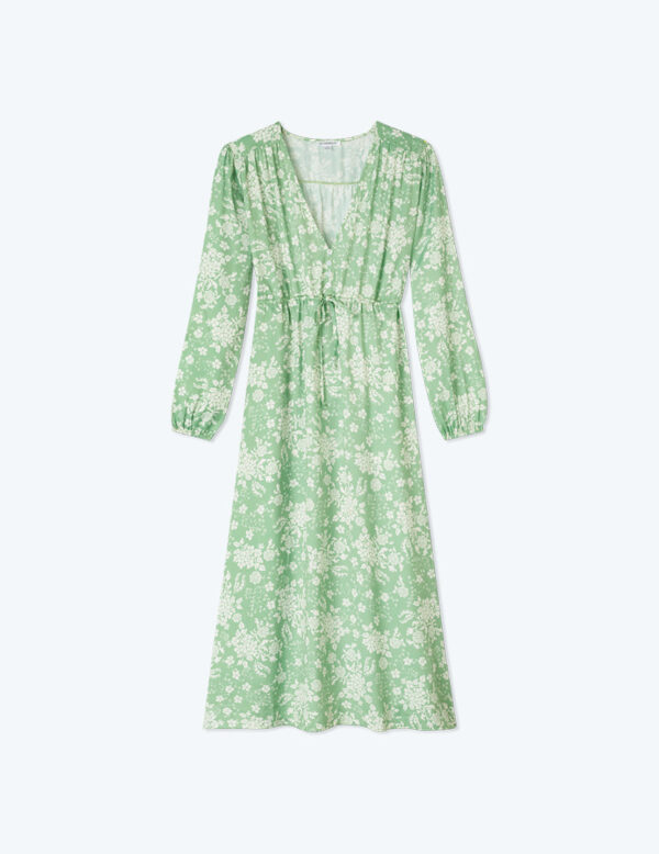 The Cinched Waist Caftan Dress - Vintage Floral in Ivy