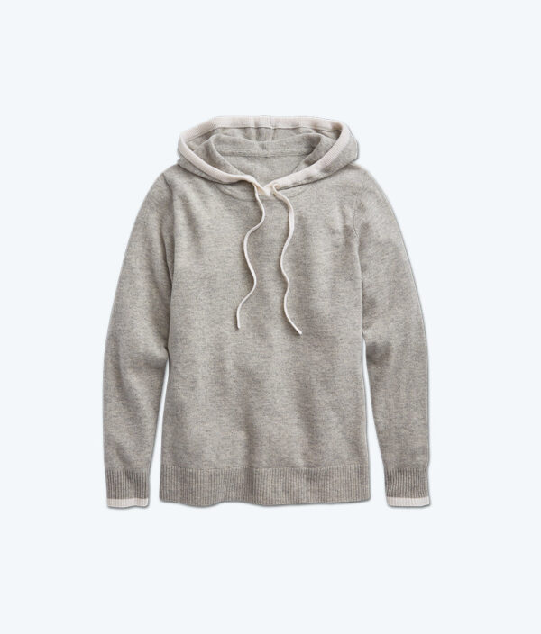 The Coziest Cashmere Blend Hoodie - Wolf & White Sand - Image 3