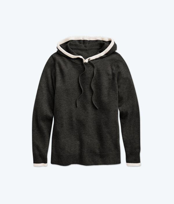 The Coziest Cashmere Blend Hoodie - Charcoal & White Sand - Image 6