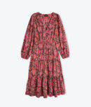 The Countryside Poplin Button Down Midi Dress - Vineyard Blooms in Pinot