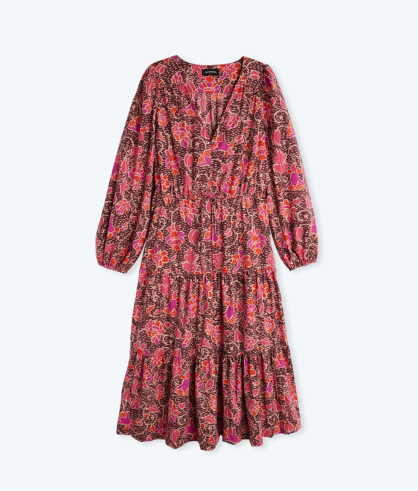 The Countryside Poplin Button Down Midi Dress - Vineyard Blooms in Pinot - Image 2