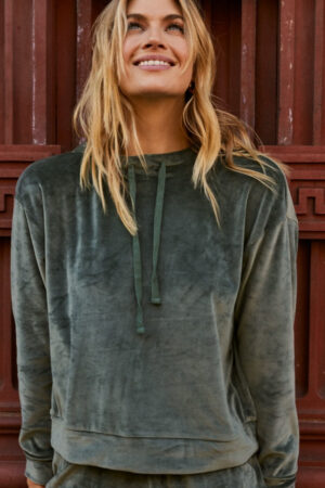 The Plush Velour Hoodie - Olive