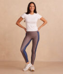 The Colorblocked High Rise 7/8 Legging - Gingham in Blue Mountain & Toffee