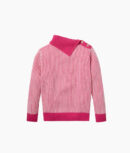 The Luxe Cashmere Blend Two-Tone Button Neck Sweater - Hibiscus & Dune