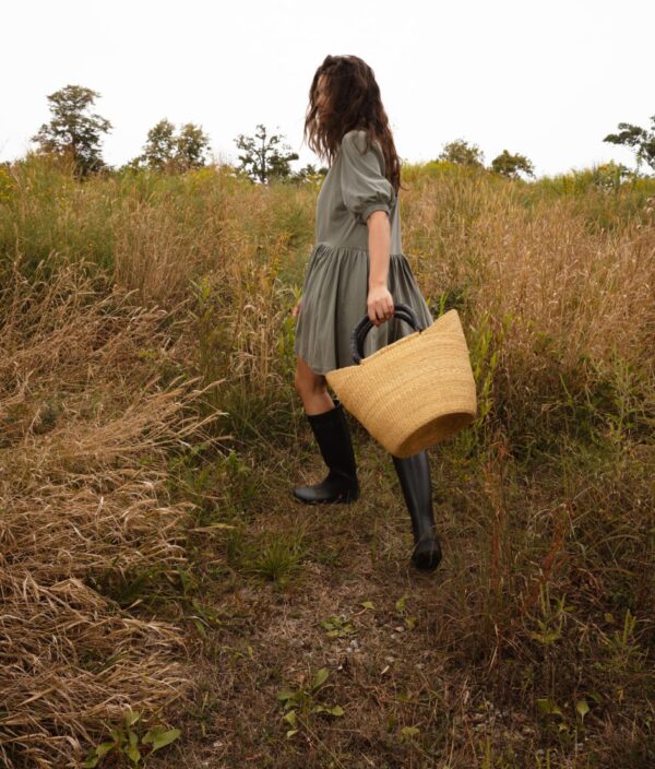 The Luxe Pima Puff-Sleeve Mini Dress - Agave - Image 2