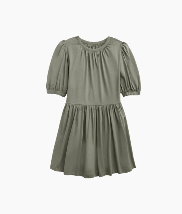The Luxe Pima Puff-Sleeve Mini Dress - Agave - Image 6