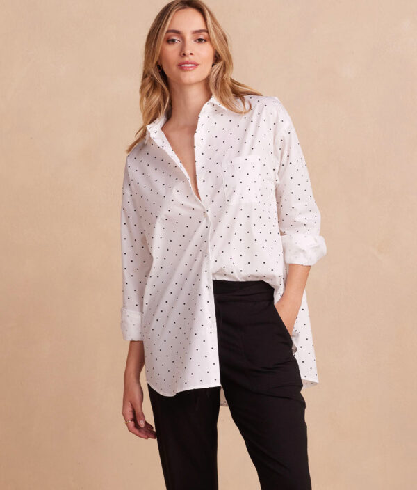 The Perfect Boyfriend Shirt - White Sand & Sea Urchin Pin Dot - Image 2