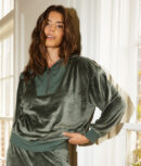 The Plush Velour Half-Zip Pullover - Olive