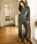 The Plush Velour Jogger - Olive