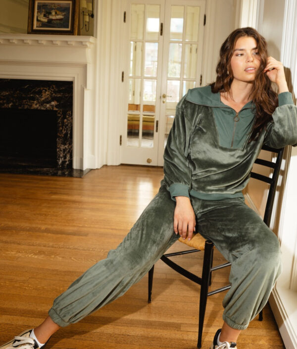 The Plush Velour Jogger - Olive - Image 4