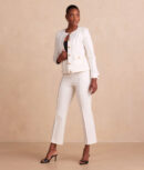 The Icon Ponte Pintuck Trouser Pant - White Sand
