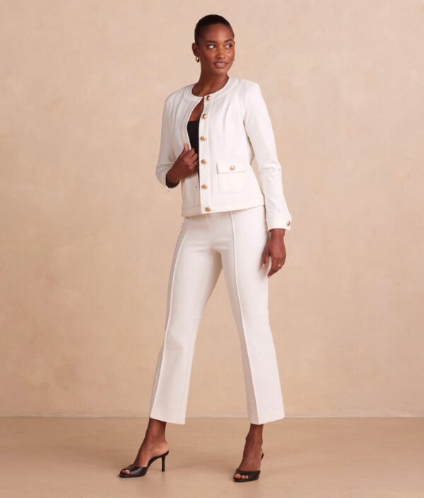 The Icon Ponte Pintuck Trouser Pant - White Sand