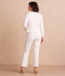 The Icon Ponte Pintuck Trouser Pant - White Sand
