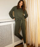 The Softest French Terry Tie-Waist Pant - Olive
