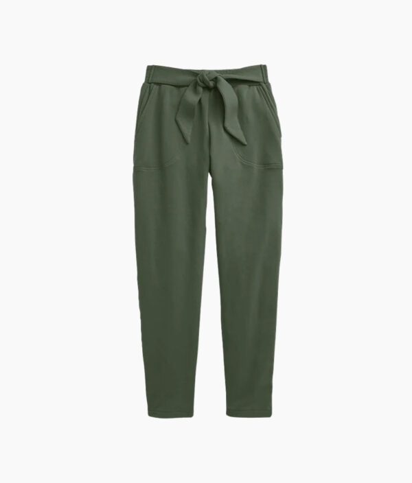 The Softest French Terry Tie-Waist Pant - Olive - Image 5