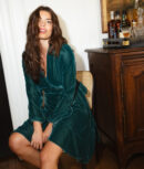 The Sustainable Velvet Collection Wrap Dress - Pine