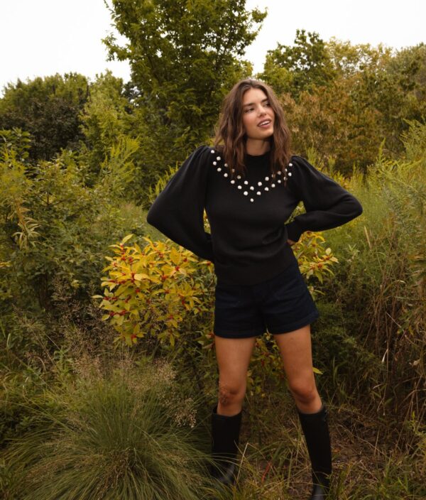 The Year-Round Balloon Sleeve Pompom Sweater - Sea Urchin - Image 2