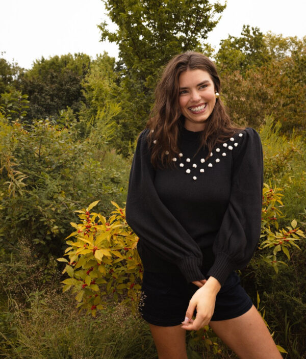 The Year-Round Balloon Sleeve Pompom Sweater - Sea Urchin - Image 4